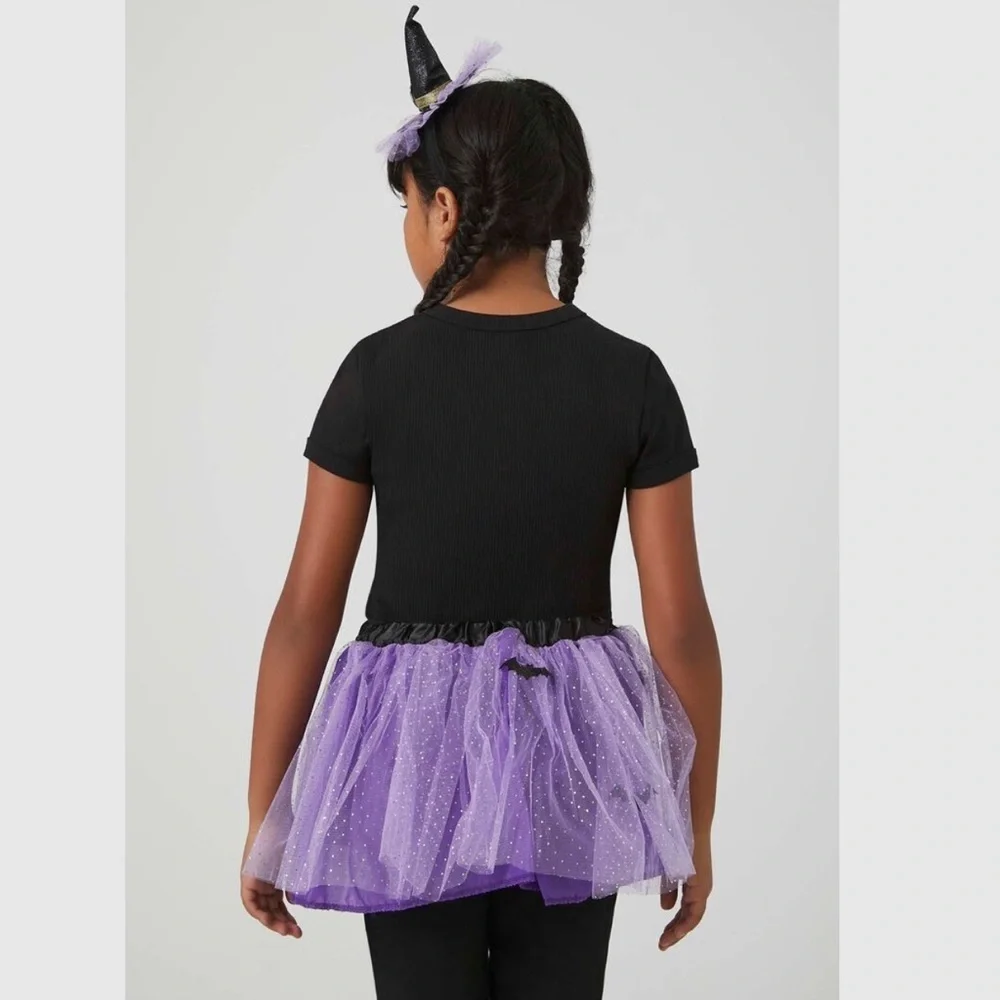 Halloween Girls Witch Skirt & Hat Costume Set